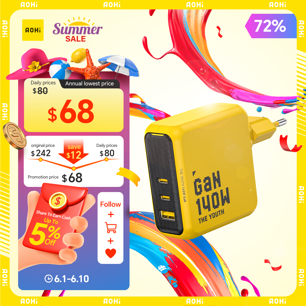 Watch Watch Xs - AOHI Youth 140W GaN Charger PD3.1