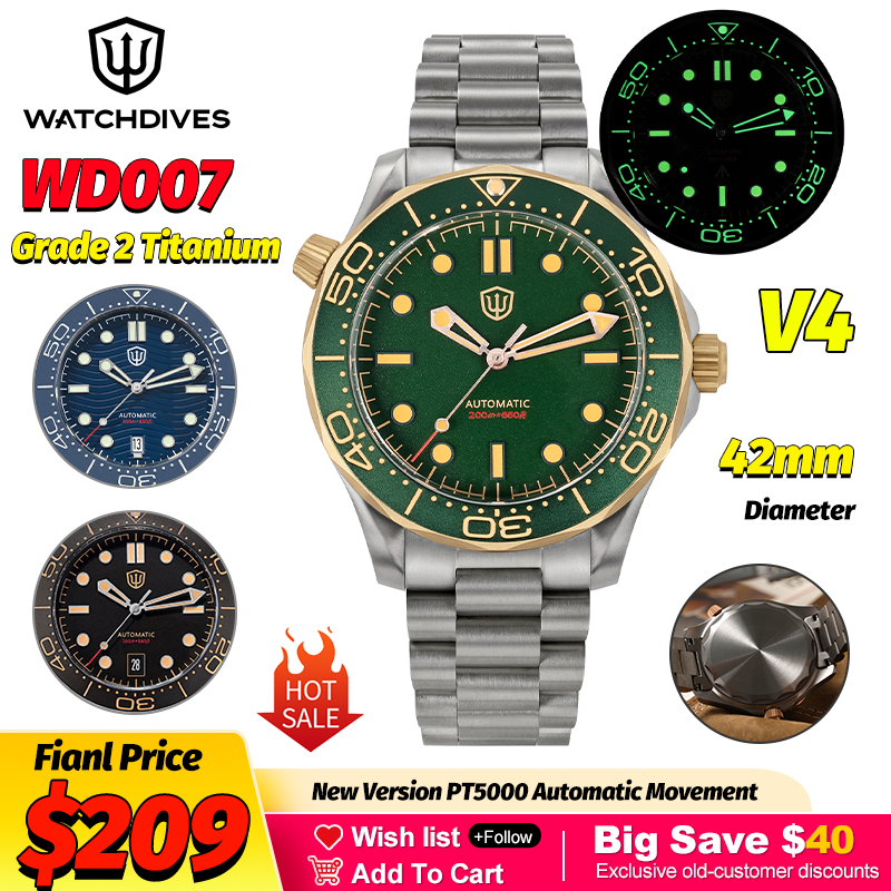 Waterproof Diving Watch - Watchdives WD007 V4 42Mm Titanium Automatic