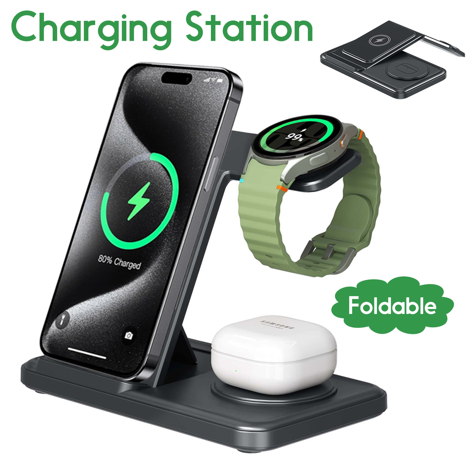Desktop 3-in-1 Wireless Charge - Smartwatch Watches For Iphone บทวิจารณ์และราคา
