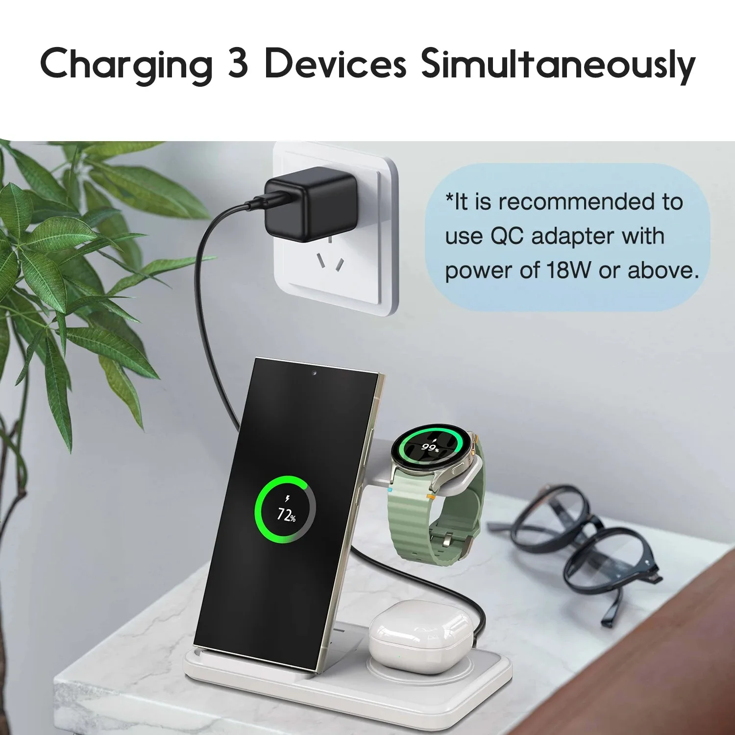 Desktop 3-in-1 Wireless Charge - Smartwatch Watches For Iphone บทวิจารณ์และราคา