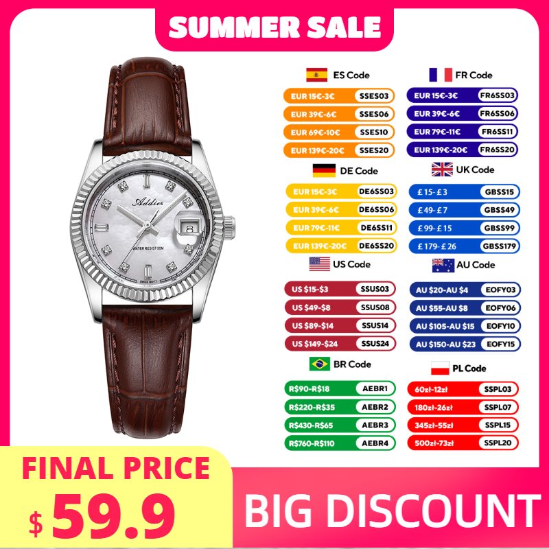 Addies 585 Quartz Woman's Watc - Waterproof Diving Watch บทวิจารณ์และราคา