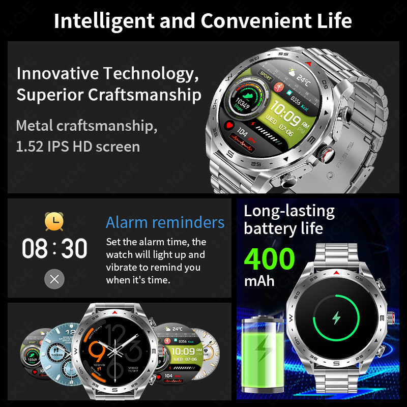 LIGE TWS Earbuds Bluetooth Hea - Smartwatch Noise Watches For Men บทวิจารณ์และราคา