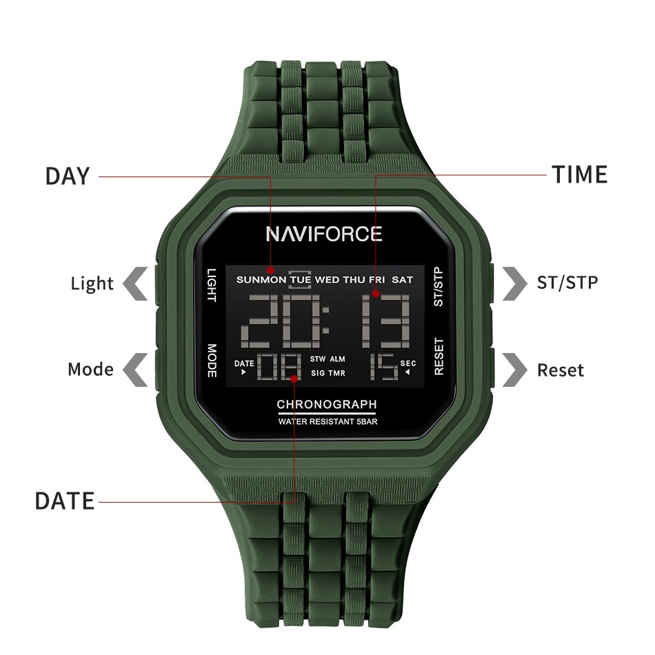 NAVIFORCE New Retro Mens Digit - Tide Watch Surf บทวิจารณ์และราคา