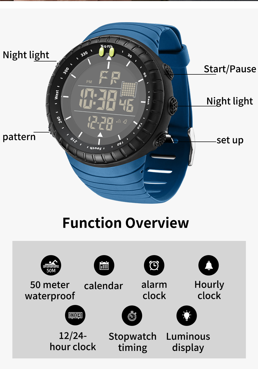 SANDA New 6256 Men's Electroni - Tide Watch Surf บทวิจารณ์และราคา