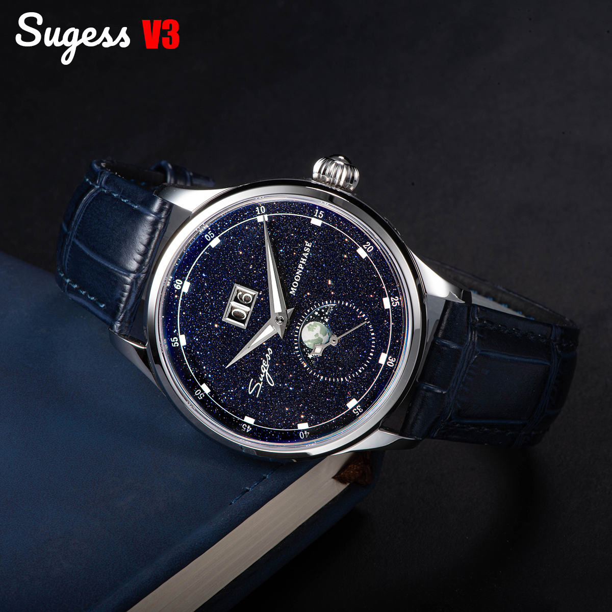 Sugess Moonphase Watch of Men  - Tide Watch Surf บทวิจารณ์และราคา