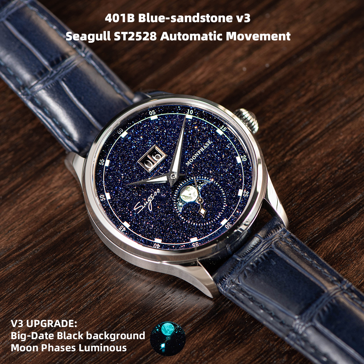 Sugess Moonphase Watch of Men  - Tide Watch Surf บทวิจารณ์และราคา