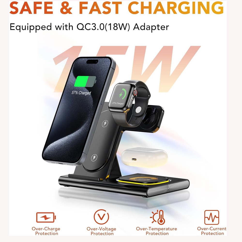 3 in 1 Foldable Charging Stati - Watch Watch Xs บทวิจารณ์และราคา