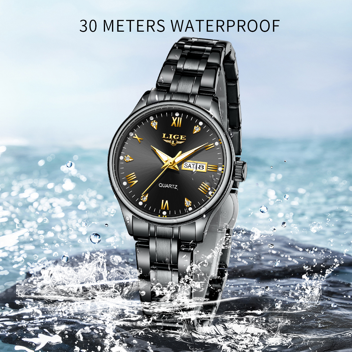 LIGE Top Band Woman Watch Clas - Waterproof Diving Watch บทวิจารณ์และราคา