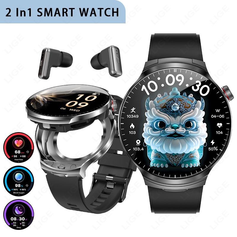 LIGE New TWS 2 in 1 Headset Sm - Smartwatch Noise Watches For Men บทวิจารณ์และราคา