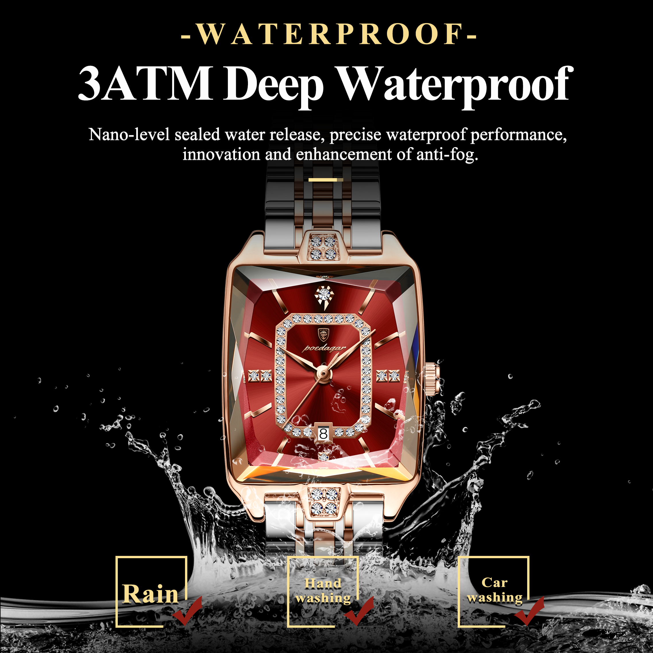 POEDAGAR Luxury Rectangle Watc - Waterproof Diving Watch บทวิจารณ์และราคา