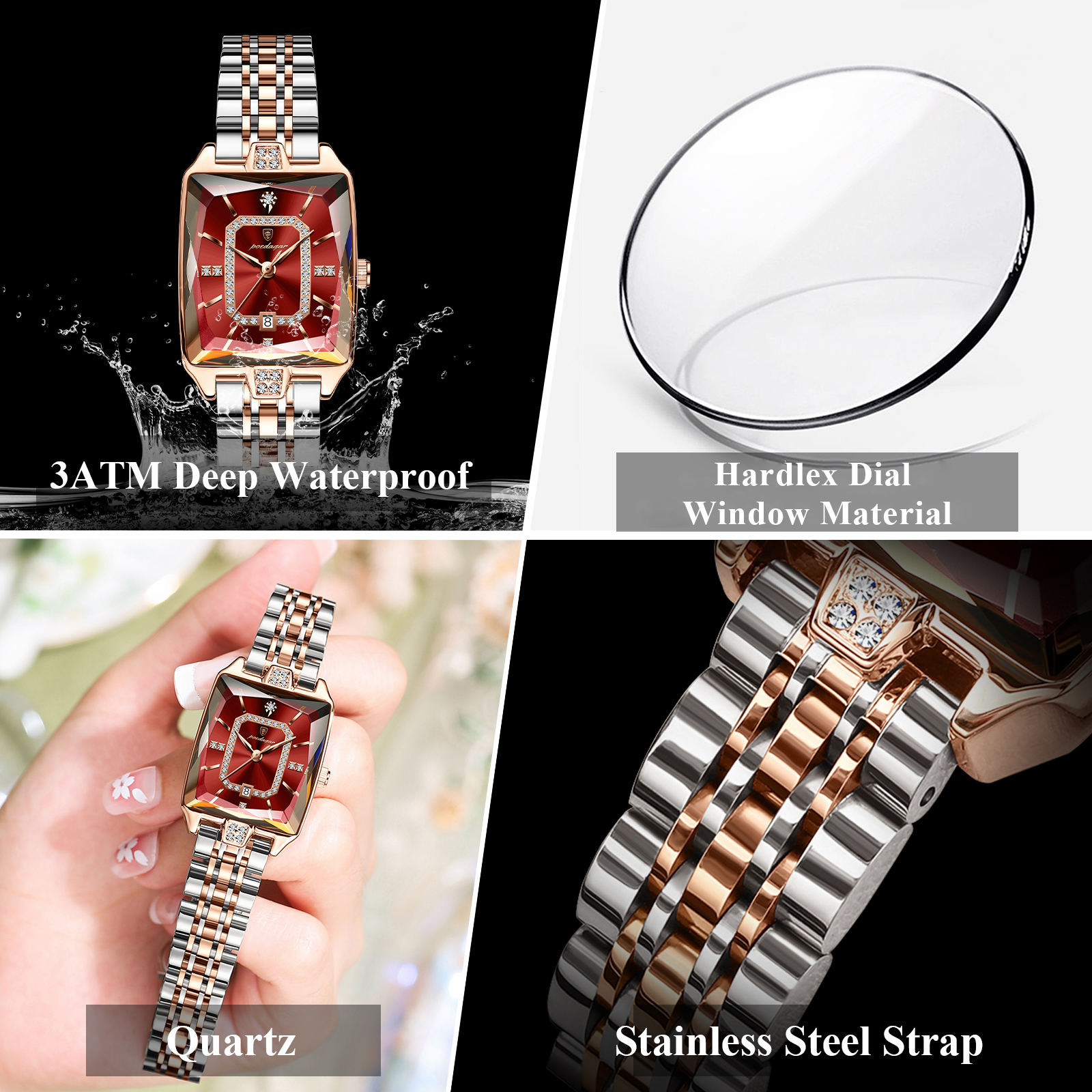 POEDAGAR Luxury Rectangle Watc - Waterproof Diving Watch บทวิจารณ์และราคา
