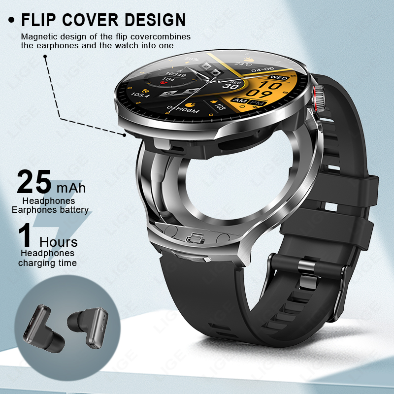LIGE 2026 New TWS 2 in 1 Heads - Smartwatch Noise Watches For Men บทวิจารณ์และราคา
