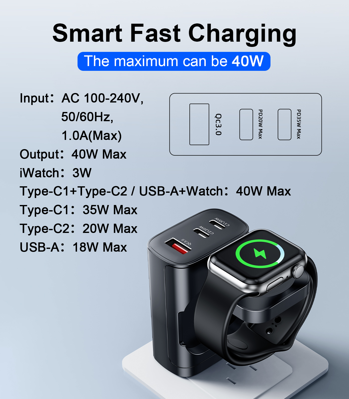 Eary 40W for Apple Charging Bl - Smartwatch Watches For Iphone บทวิจารณ์และราคา