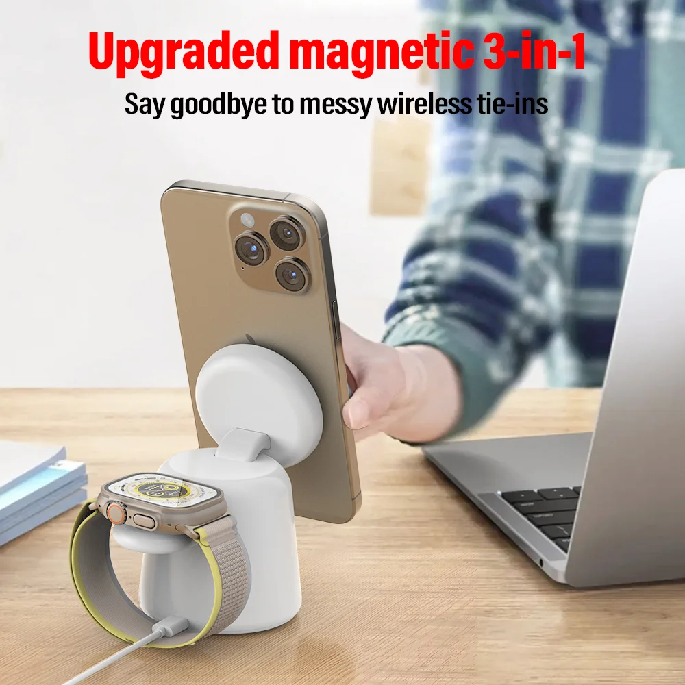 3 in 1 Magnetic Wireless Charg - Smartwatch Watches For Iphone บทวิจารณ์และราคา