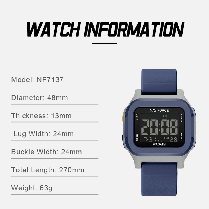 NAVIFORCE NF7137 Sport Waterpr - Tide Watch Surf บทวิจารณ์และราคา