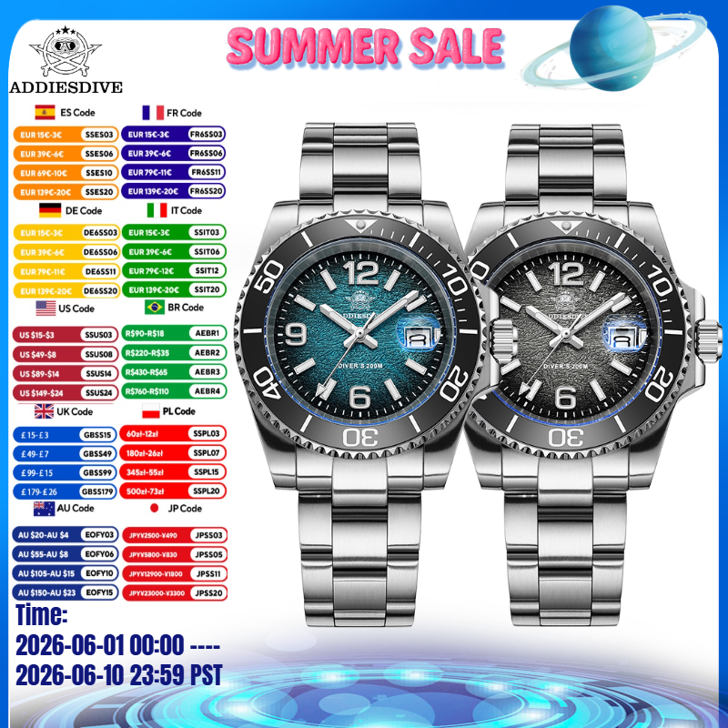 ADDIESDIVE 41mm Men Diving Wat - Waterproof Diving Watch บทวิจารณ์และราคา