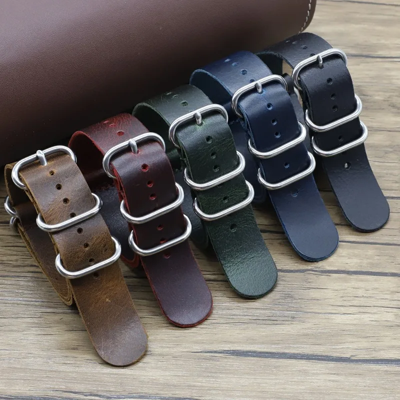Vintage Genuine Leather Watch  - Nato Strap Nylon บทวิจารณ์และราคา