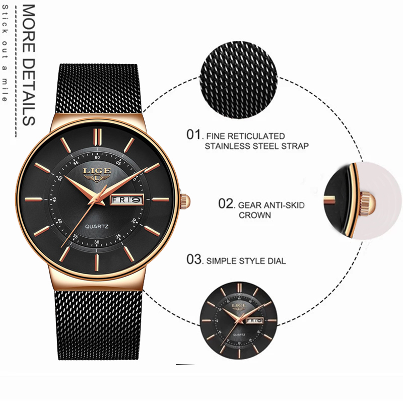 LIGE Women Watches Luxury Bran - Waterproof Diving Watch บทวิจารณ์และราคา