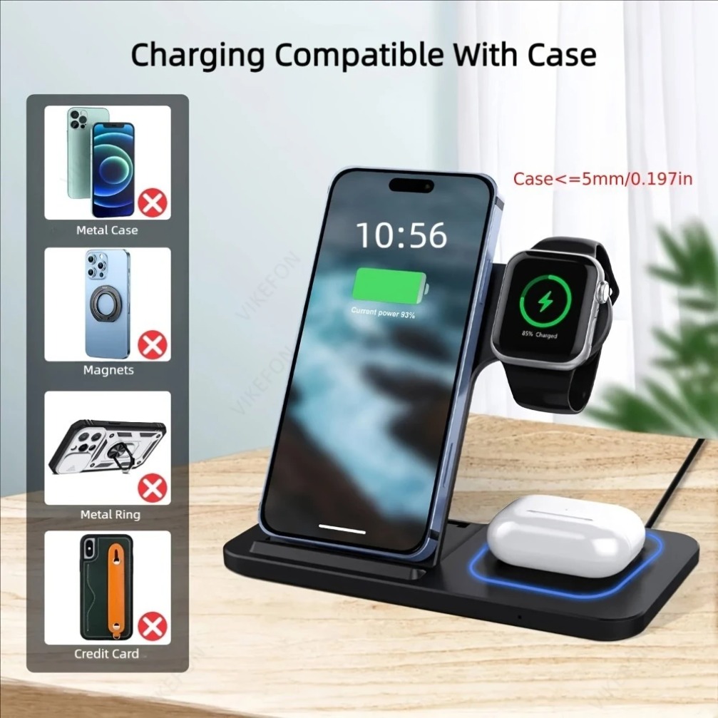 Foldable 3 in 1 Wireless Charg - Smartwatch Watches For Iphone บทวิจารณ์และราคา