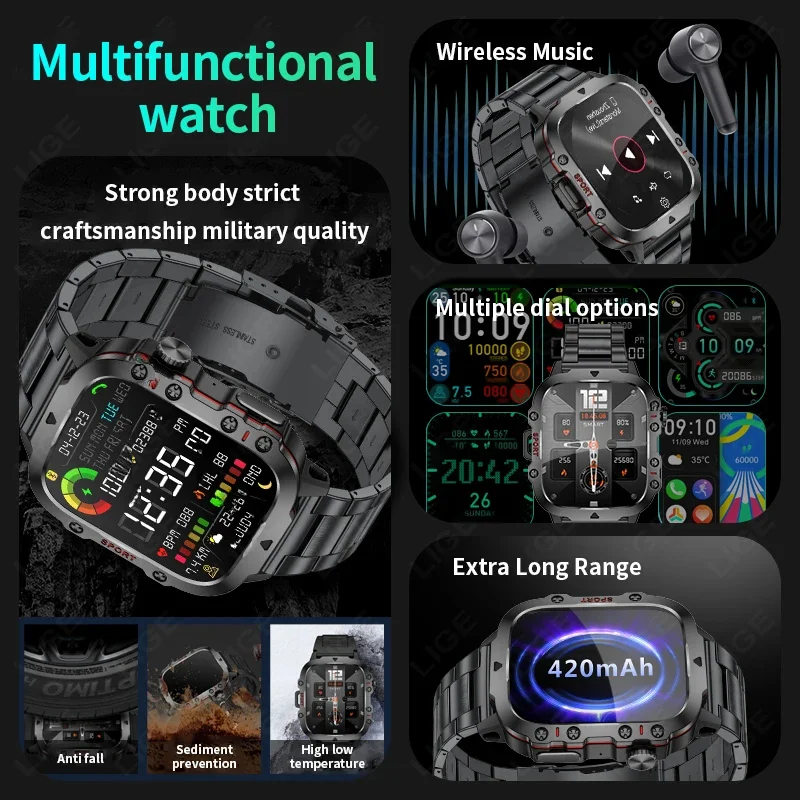LIGE Outdoor Men's Sports Smar - Smartwatch Watches Gift For Women บทวิจารณ์และราคา