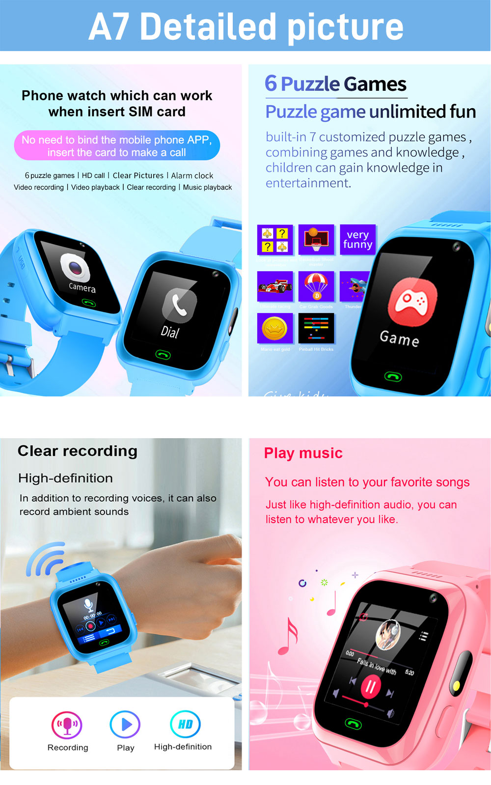 2G 4G Kids Smart Watch Phone G - Smartwatch Watches Gift For Girls บทวิจารณ์และราคา