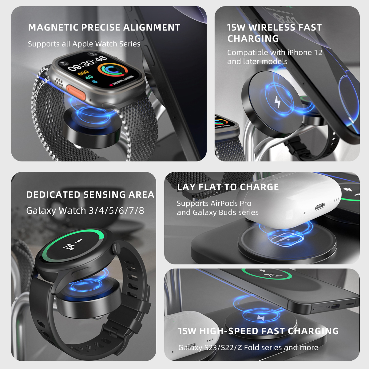 5 IN 1 Magnetic Wireless Charg - Smartwatch Watches For Iphone บทวิจารณ์และราคา