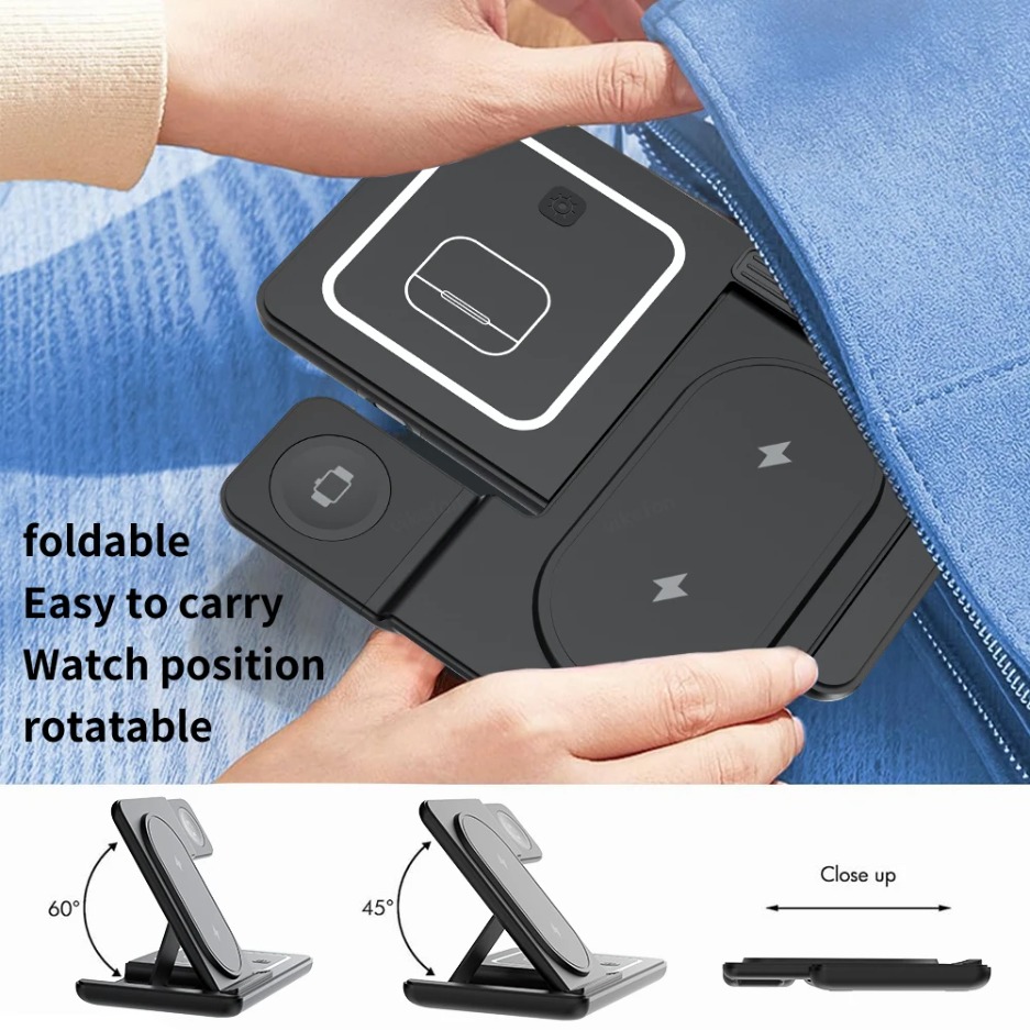 3 In 1 Foldable Wireless Charg - Smartwatch Watches For Iphone บทวิจารณ์และราคา